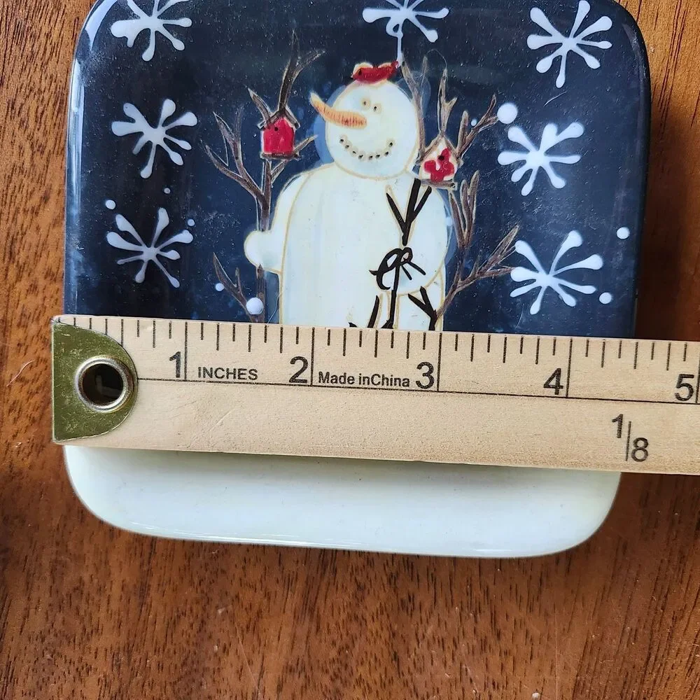 Twilight Snowman Mary Beth Baxter Holiday 4 Plates  2 Dinner & 2 Appetizers